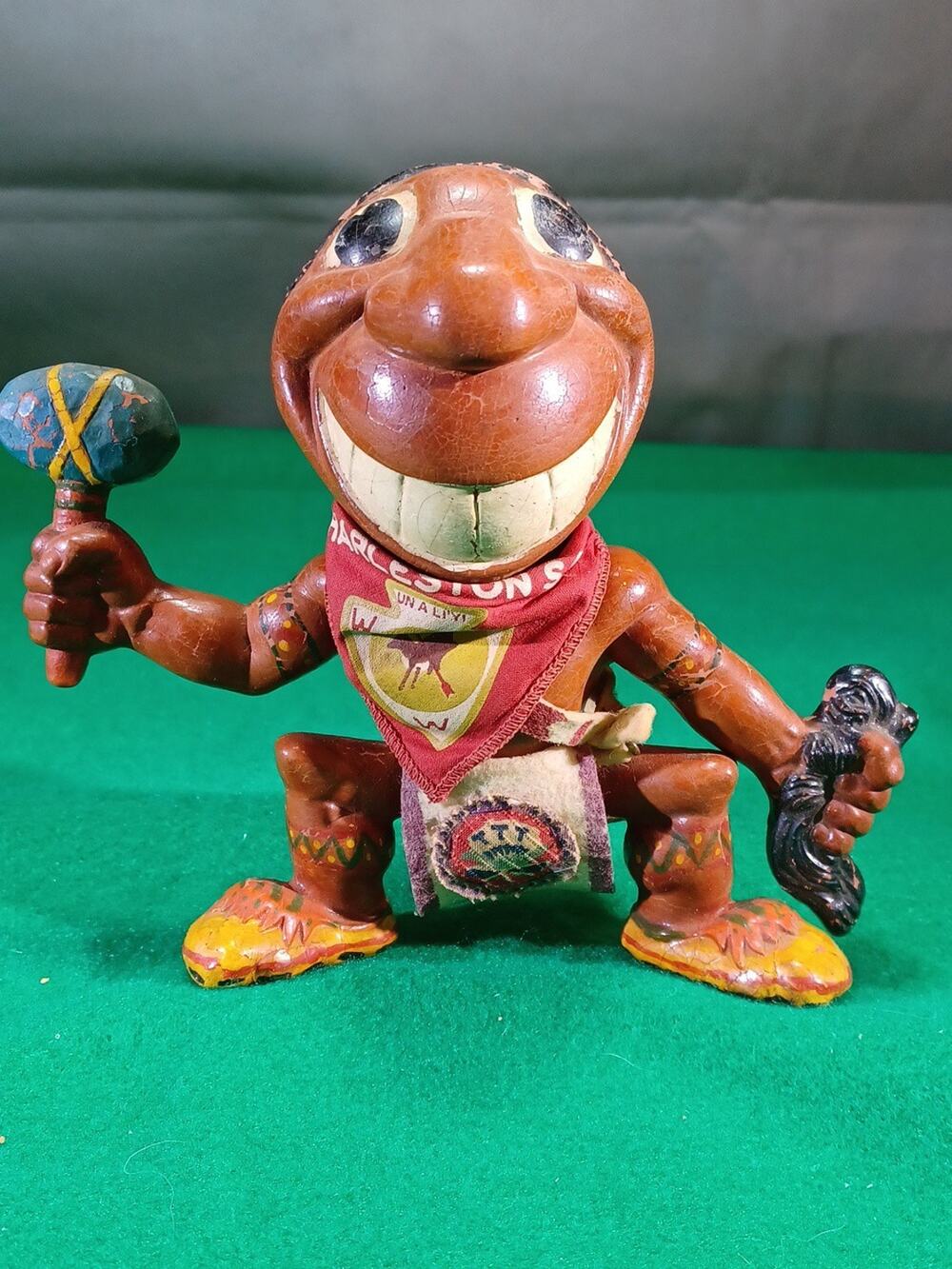 Vintage 1950s Rempel Rubber Squeak Toys Charleston S.C. Baseball Wahoo Mascot